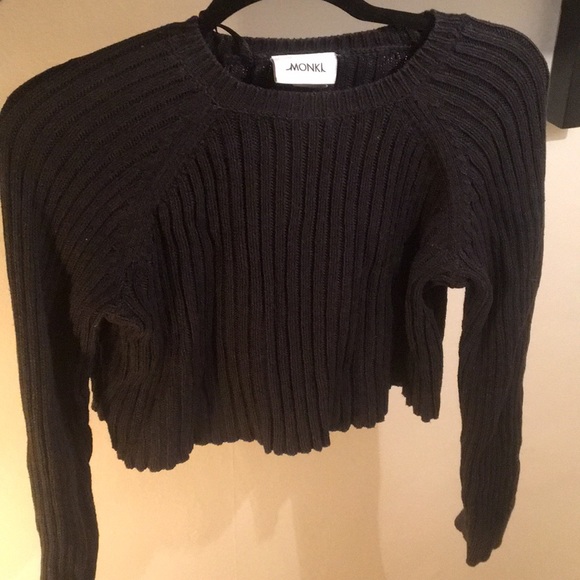 Cropped Gray Monki Ribbed Sweater Jumper - Picture 1 of 2